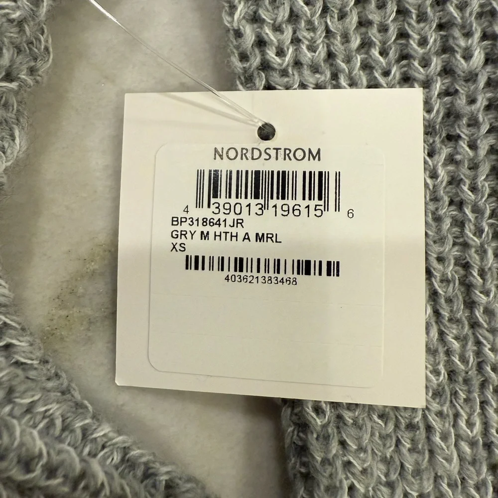 BP Nordstrom Sweater Tunic Size XS Gray Marled Crew Neck Knit Pullover NWT